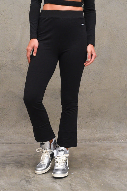 Pantalone Nero in Felpa a Campana