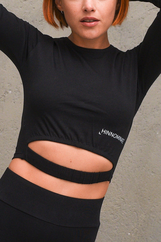 T-shirt Lupetto Bielastico Manica - Nero