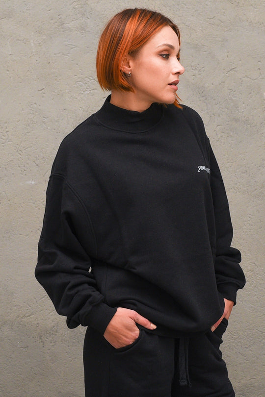 Felpa Lupetto Manica Lunga - Nero