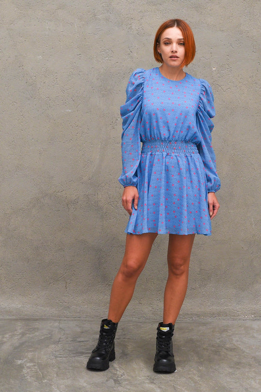 Abito Fantasia Stelle - Azzurro/Fuxia