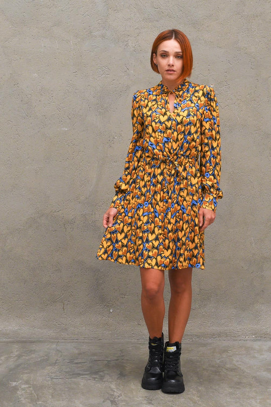 Abito Fantasia Cuori - Blu/Giallo