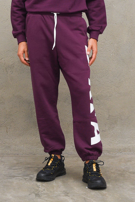 Pantalone Felpa Stampa Berna - Vino