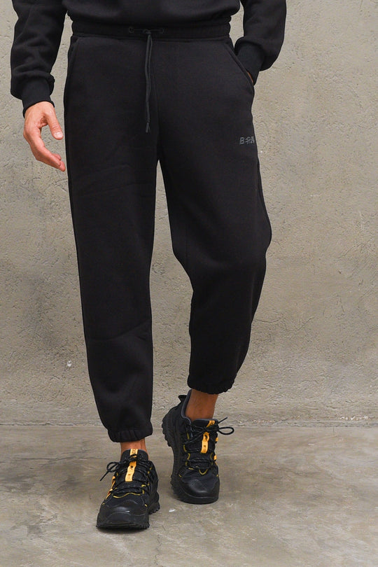 Pantalone Felpa Stampa Logo Berna -Nero