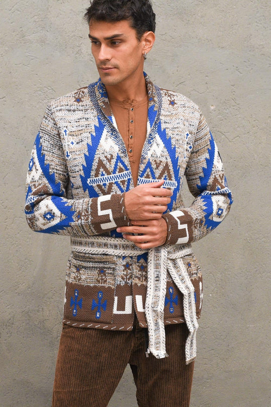 Kimono Melange Atzeco - Cammello/Royal