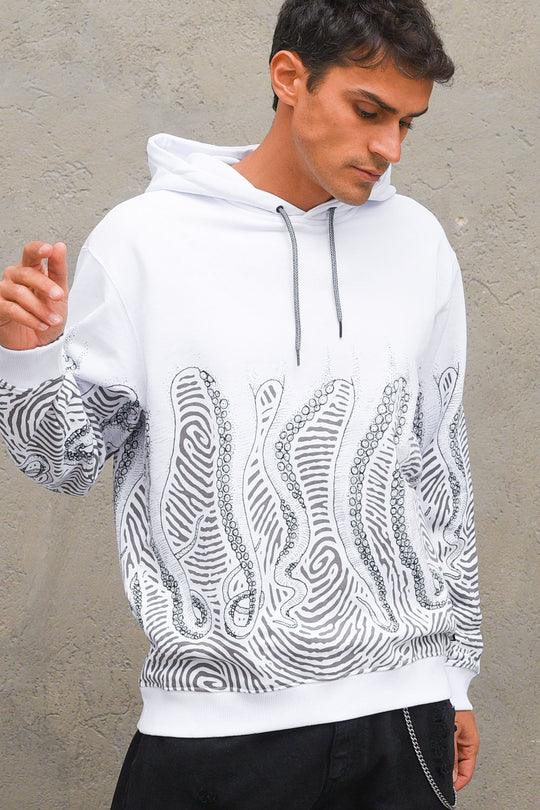 Felpa Octopus Fingerz Crewneck - White