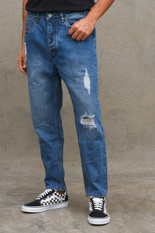 Jeans Cropped Rotto - Colore Unico