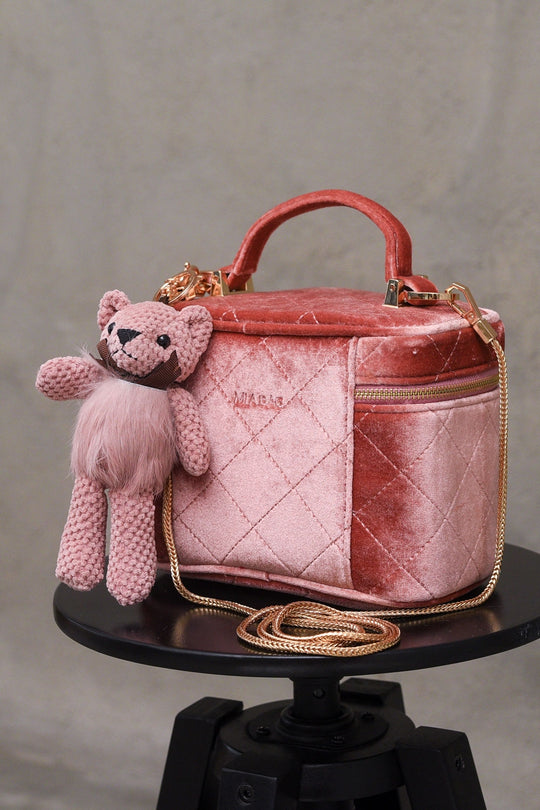 Vanity Case Velluto con Maxi Trapuntatura e Teddy - Cipria