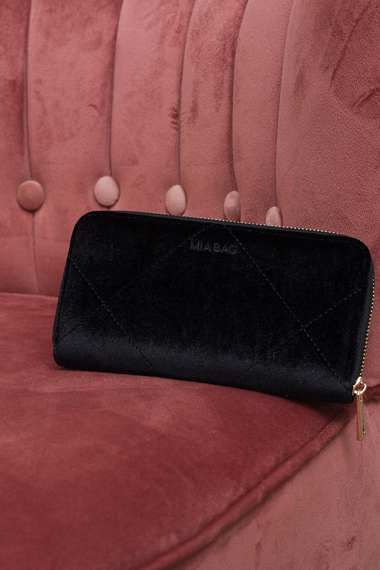 Portafoglio Velluto con Maxi Trapuntatura - Nero