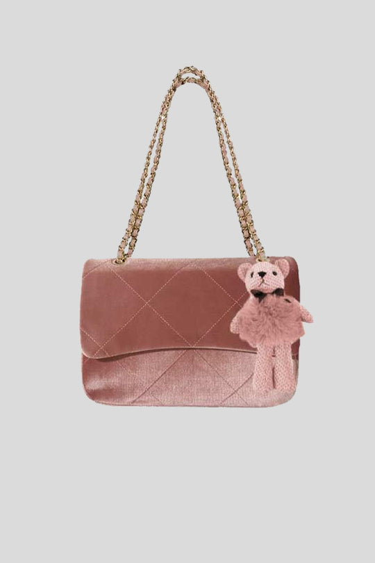 Tracolla Velluto con Maxi Trapuntatura - Cipria