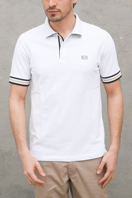 Polo Stripes On Front Placket - Bianco