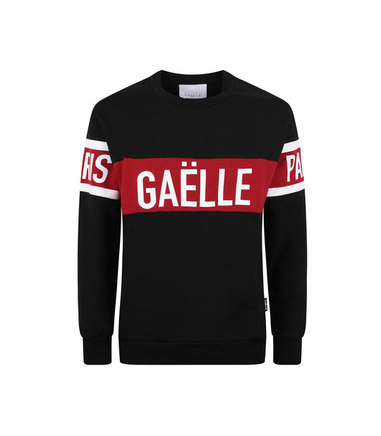 Felpa Paricollo Con Inserti Stampa - Nero