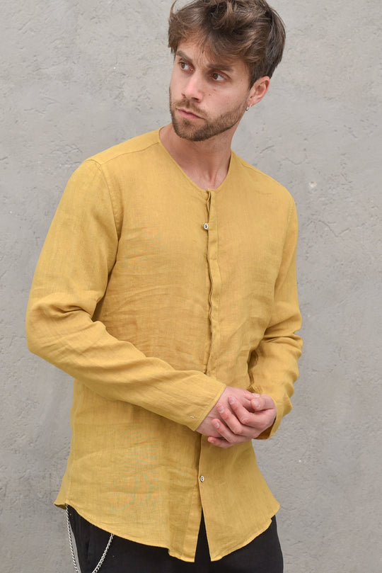 Camicia Girocollo Lino - Nespola