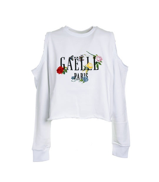 Felpa G/C Con Omeri Scoperti - Bianco