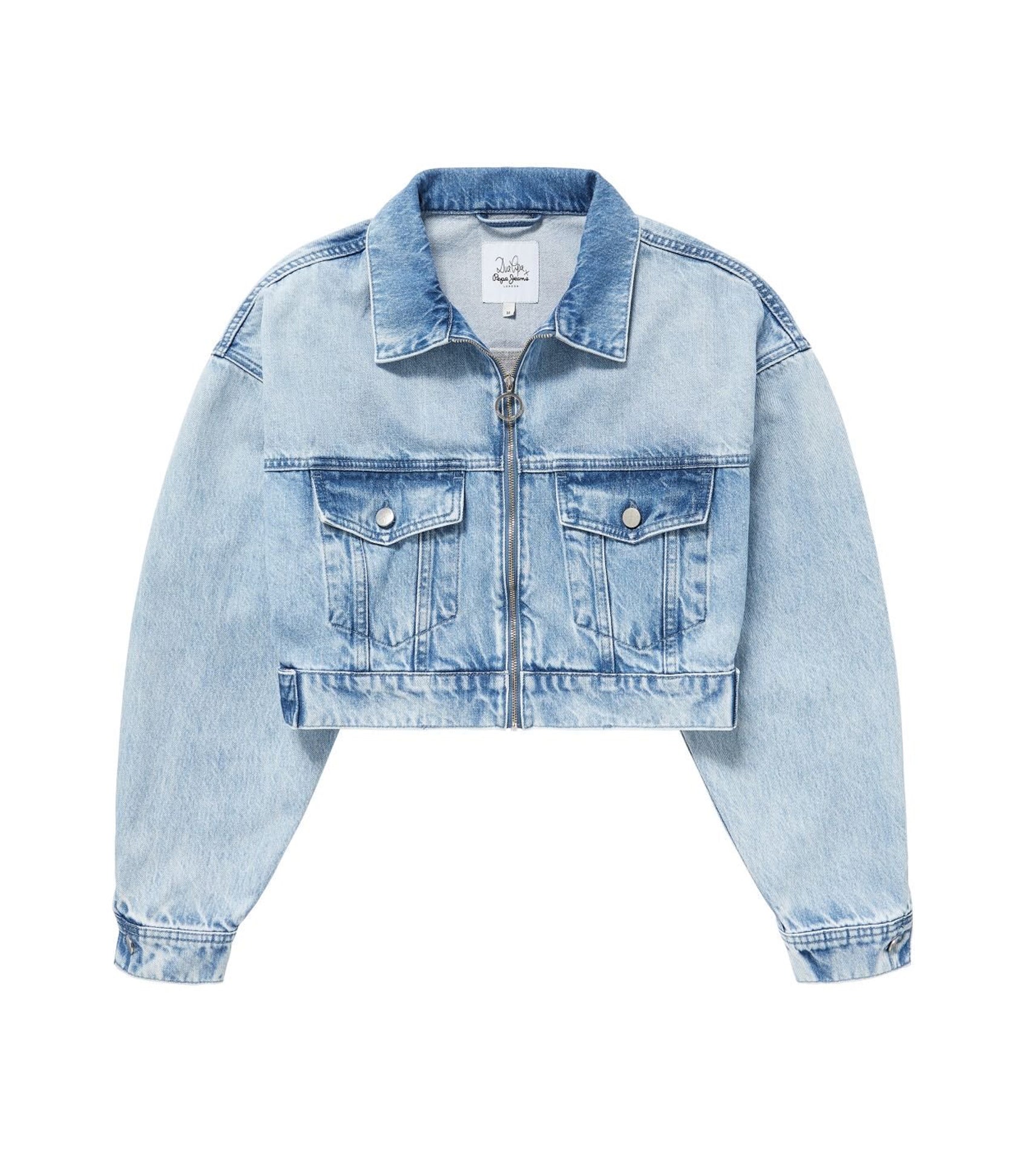 Pepe Jeans Giacca Donna Corta Cropped – Denim Sbiancato Leggero, Con Cintura, Sostenibile