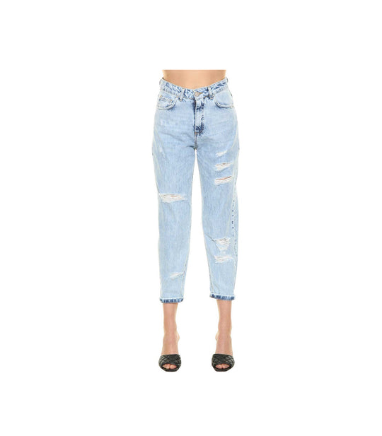 Jeans Carrot denim effetto cut out