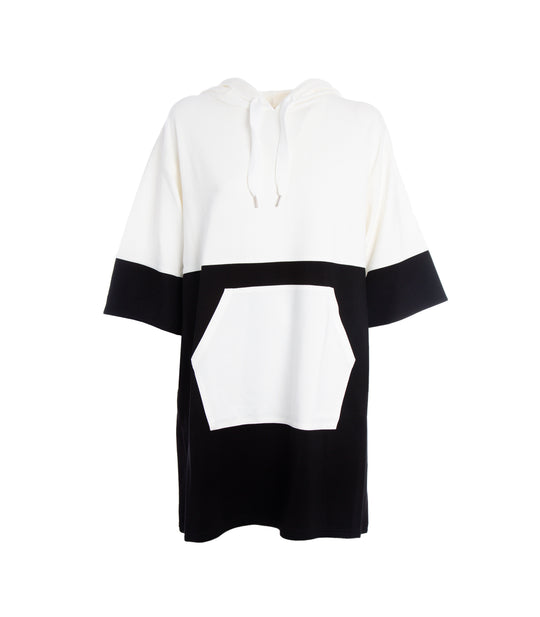 Astra Hoodie Dress - Black Ivory Block