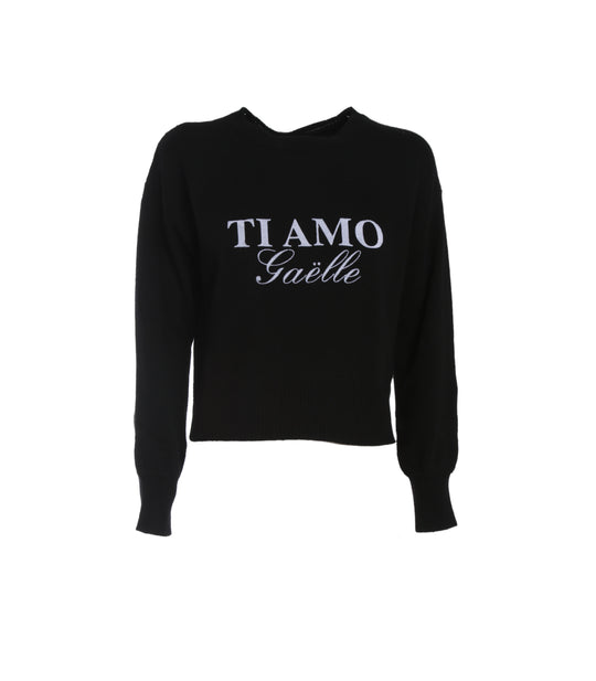 Pullover Corto G/C M/L + Intarsio - Nero