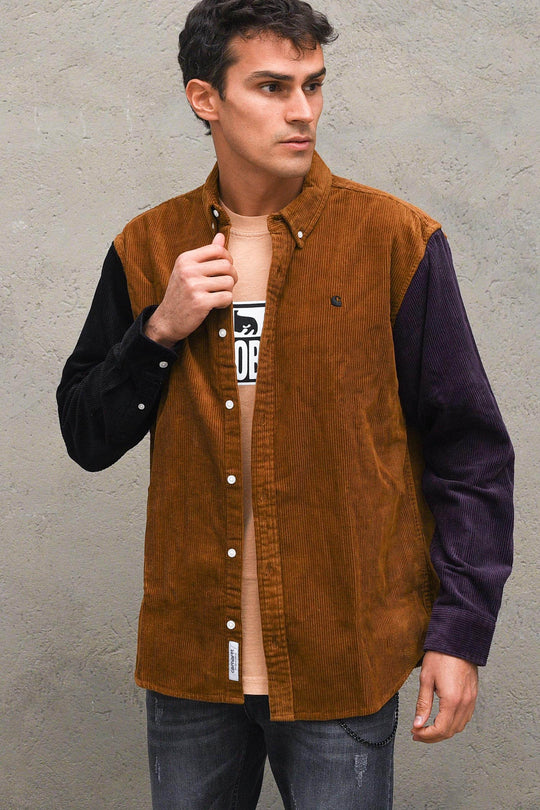 L/S Triple Madison Cord Shirt - Tawny/Black/Dark Iris