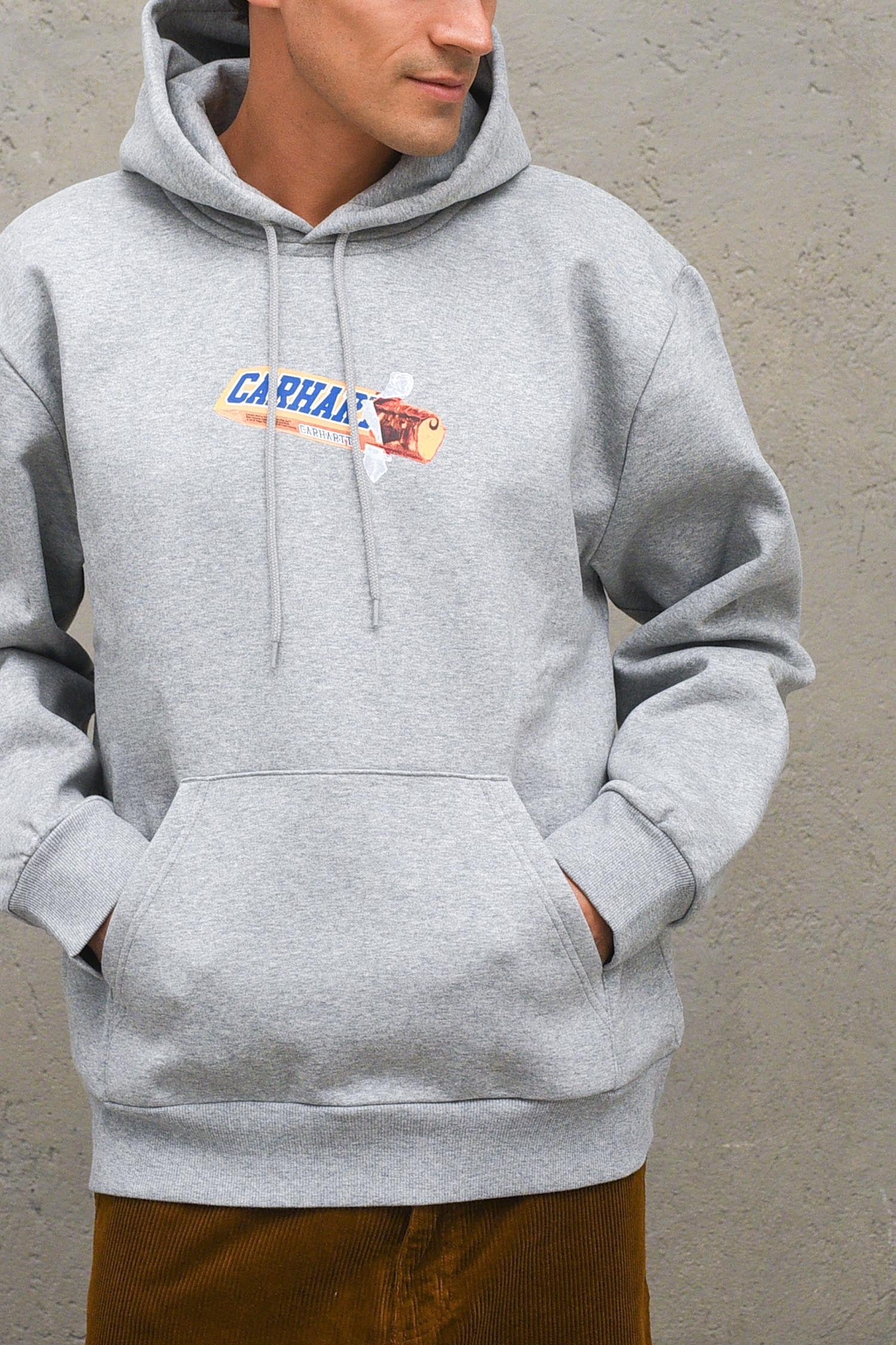 Carhartt Hooded Chocolate Bar Sweat - Grey Heather Grigio Uomo 