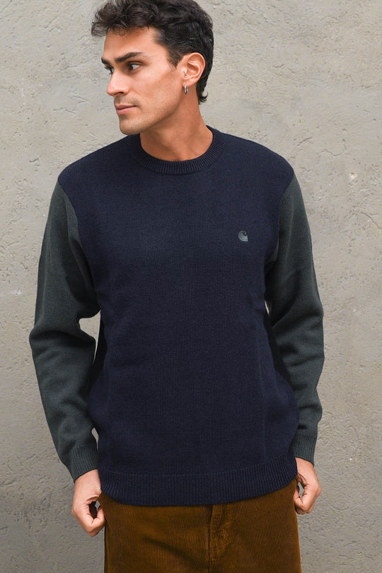 Pullover Triple Sweater - Dark Navy Slate Black