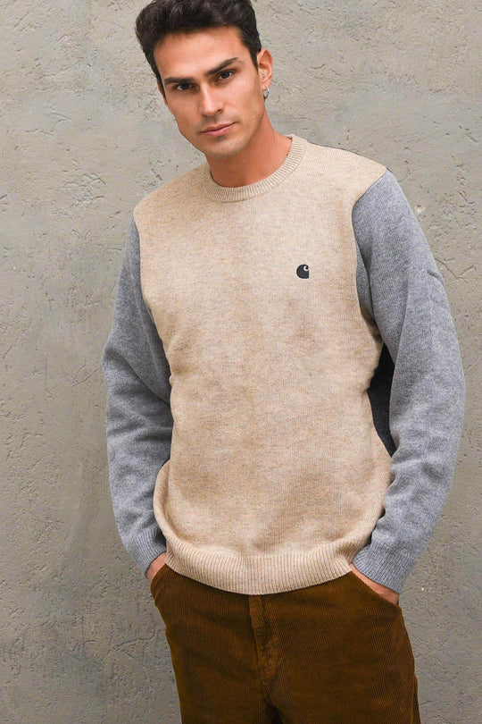 Pullover Triple Sweater - Dusty H Brown/Grey Heather/Black