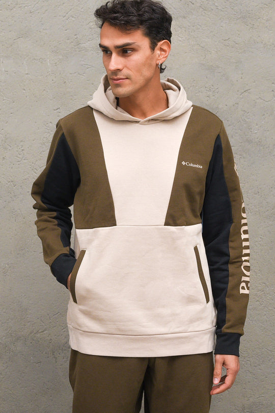 Felpa Colorblock con Cappuccio Lodge - Verde