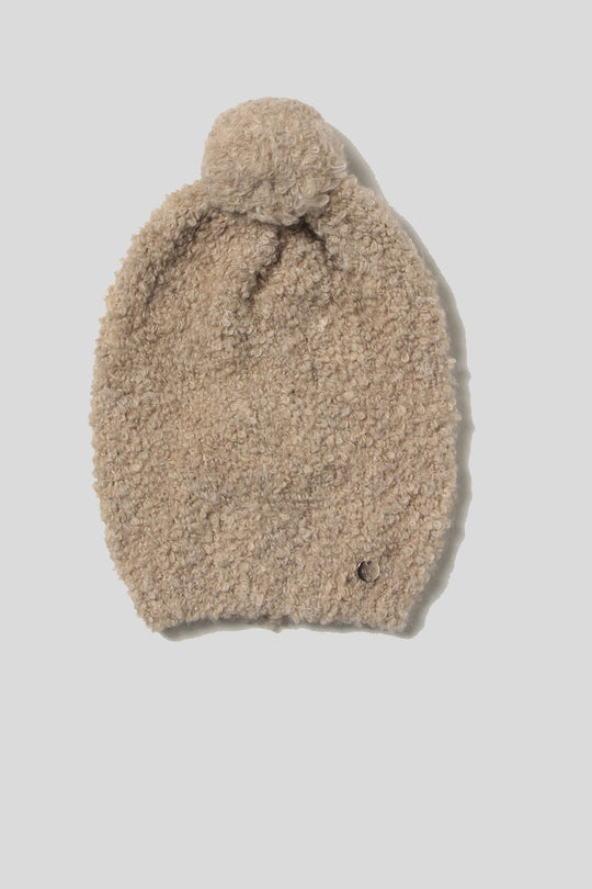 Cuffia Ponpon Boucle - Coffee Milk