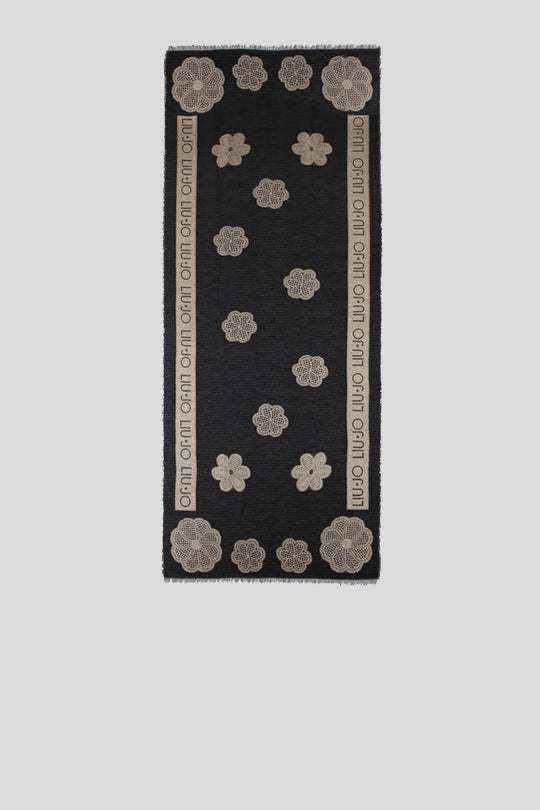 Stola Jacquard Flower Lace Lurex - Nero