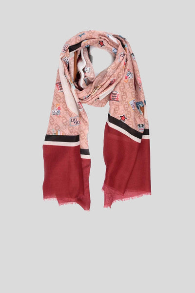 Stola Liu Jo Jacquard – Accessorio Donna In Poliestere, Motivo Vichy, 67x185 Cm, Rosso