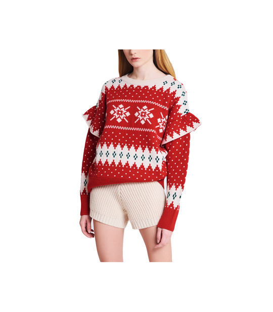 Pull Natalizio Con Volant - Rosso