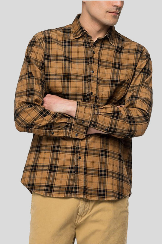 Camicia Check con Taschino - Marrone