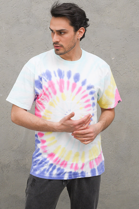 Mn Drop V Spiral Tie Dye Ss Rainbow