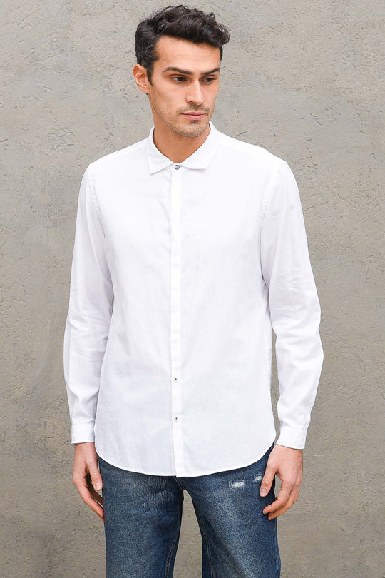 Camicia ML Collo Francese - Bianco