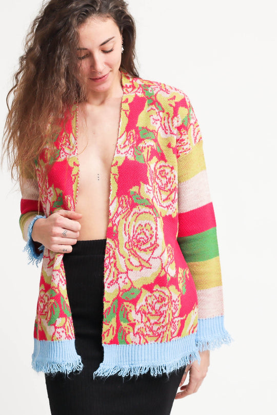 Cardigan Jaquard - Azzurro