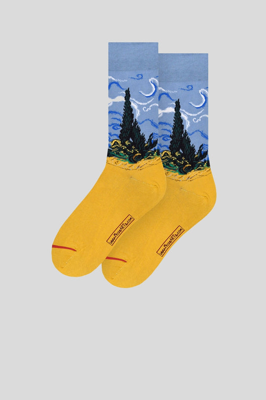 Socks Wheatfield With Cypress - Vincent Van Gogh
