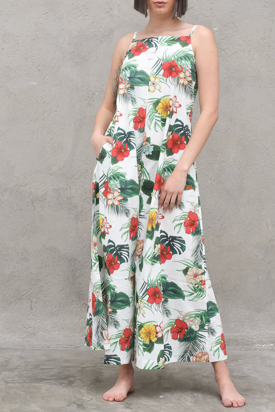 Sun Up Overall Jumpsuit - Cotton Dress - White