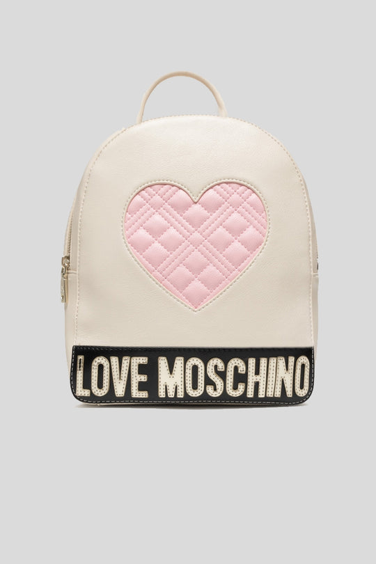 Borsa Pu Avorio + Quilt. Rosa + Pu Nero