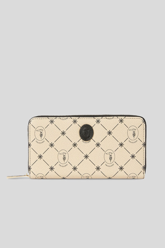 Clavel Zip Around LG Full Grain - Monogram Marshmallow/Black