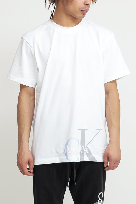 T-Shirt Cut Off Two Tone Monogram Tee - White