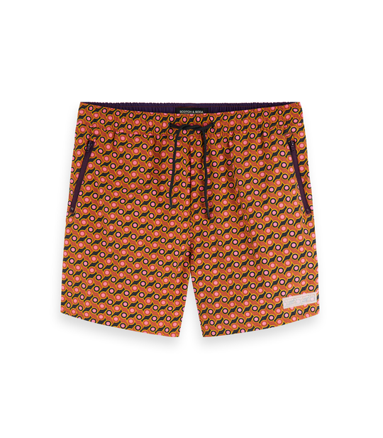 Short-Length Sophisticated All-Over Printed Swim Short