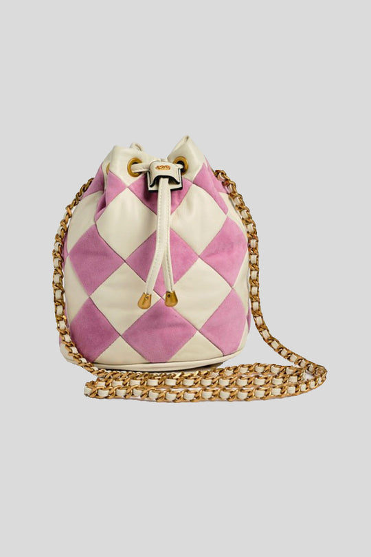Arlequin Med. Bucket Leather + Suede - White/Pink