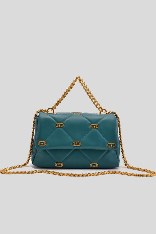 Stich & Spun Logos Med. Handbag Leather - Petrol