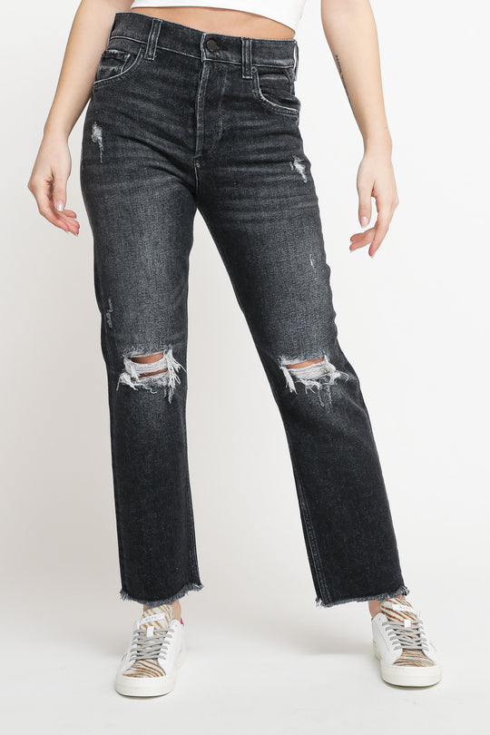 Maijke Cropped Straight High Rise Fit - Denim Black