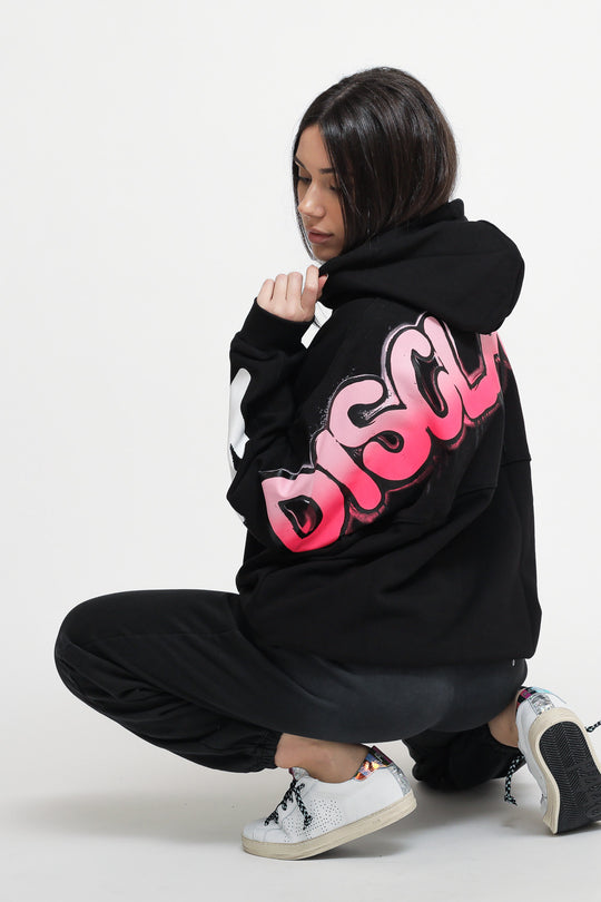 Maglia con Cappuccio Donna in Felpa - Nero