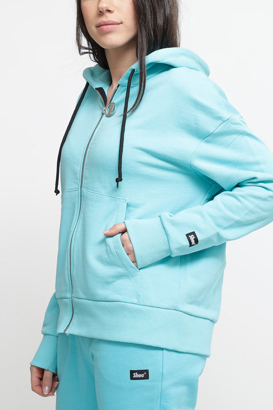 Felpa cappuccio - Aqua