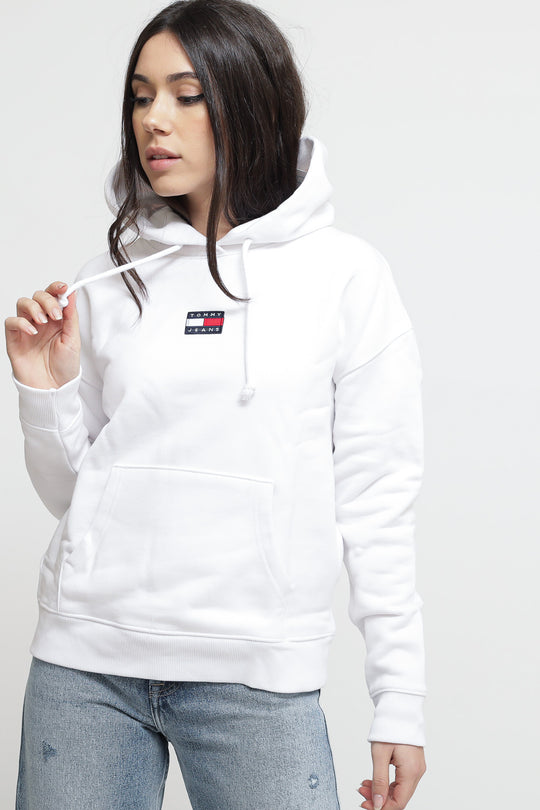 TJW Tommy Center Badge Hoodie - White