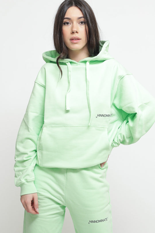 Felpa Cappuccio con Stampa - Verde Acqua