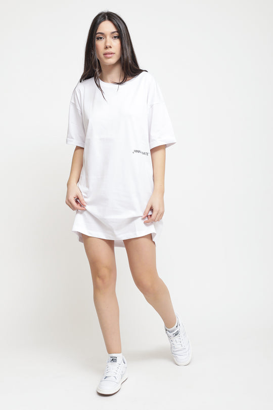 T-shirt Maxi Mezza Manica in Jersey - Bianco