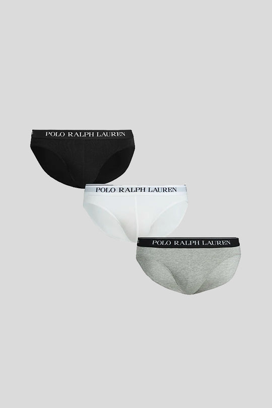 Low Rise Brief 3 Pack - Black Grey White