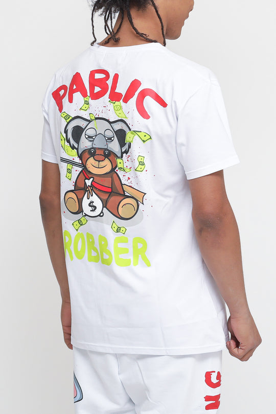 T-shirt Stampa Orso - Bianco